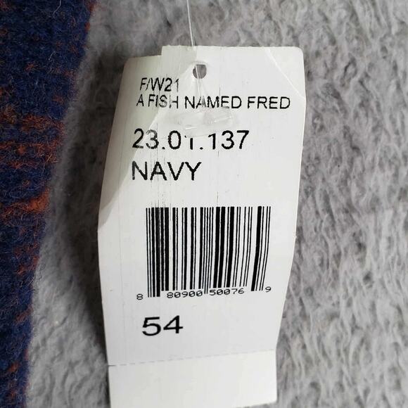 A Fish Named Fred Vest Wool Plaid Waistcoat Blue Grey Check Size 42 Mens New - Picture 9 of 13